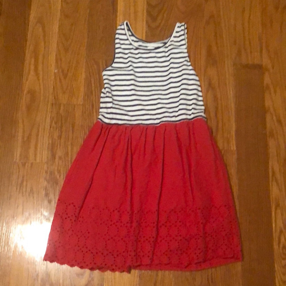 Girls striped red, white and blue dress